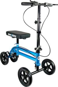 KneeRover Economy Knee Scooter Steerable Knee Walker Crutch Alternative with Dual Braking System in Metallic Blue